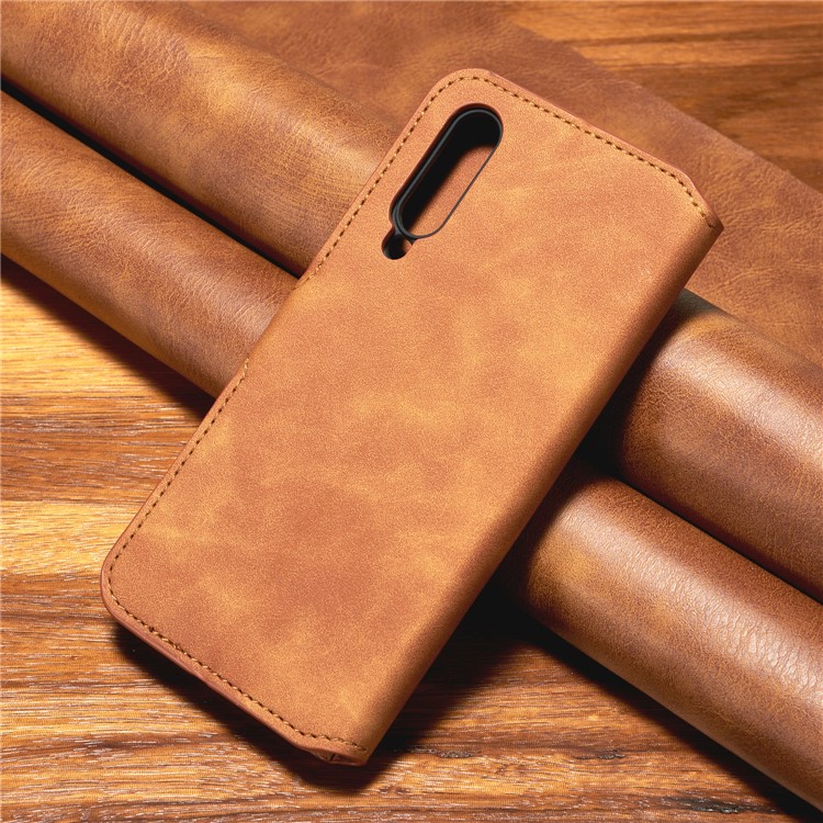 DG.MING Retro Style Leather Wallet Stand Case for Xiaomi Mi 9 - Brown-10