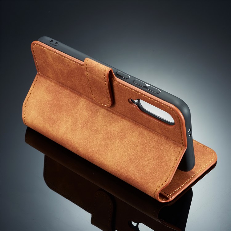 DG.MING Retro Style Leather Wallet Stand Case for Xiaomi Mi 9 - Brown-9