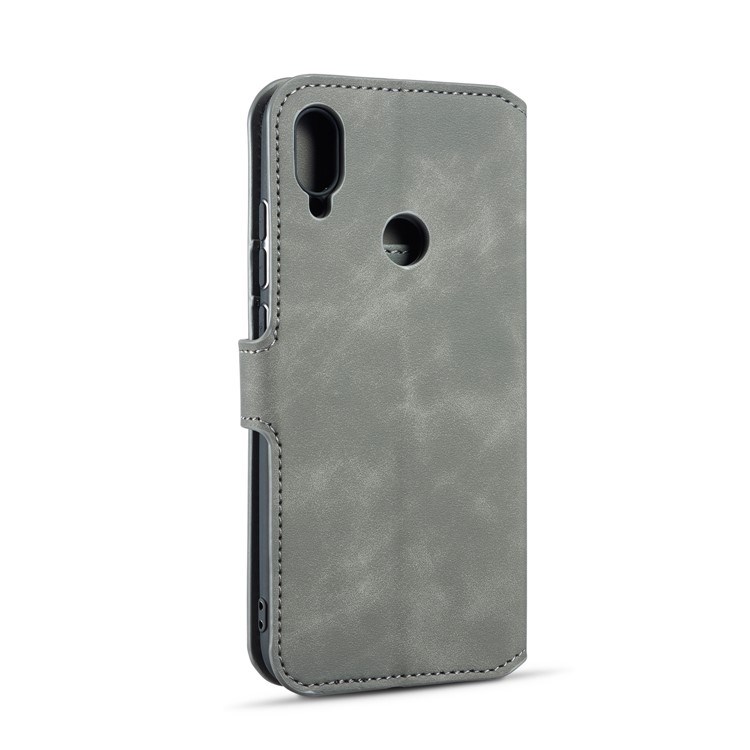DG.MING Retro Style Leather Wallet Stand Case for Xiaomi Redmi 7 / Redmi Y3 - Grey-3