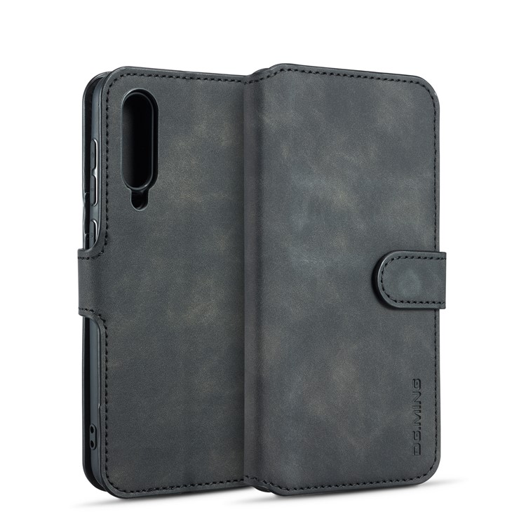 DG.MING Retro Style Leather Wallet Stand Case for Xiaomi Mi 9 SE - Black-1