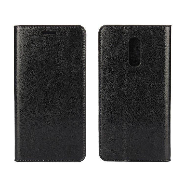 Crazy Horse Full Grain Genuine Leather Wallet Case for Xiaomi Redmi Pro - Black-1