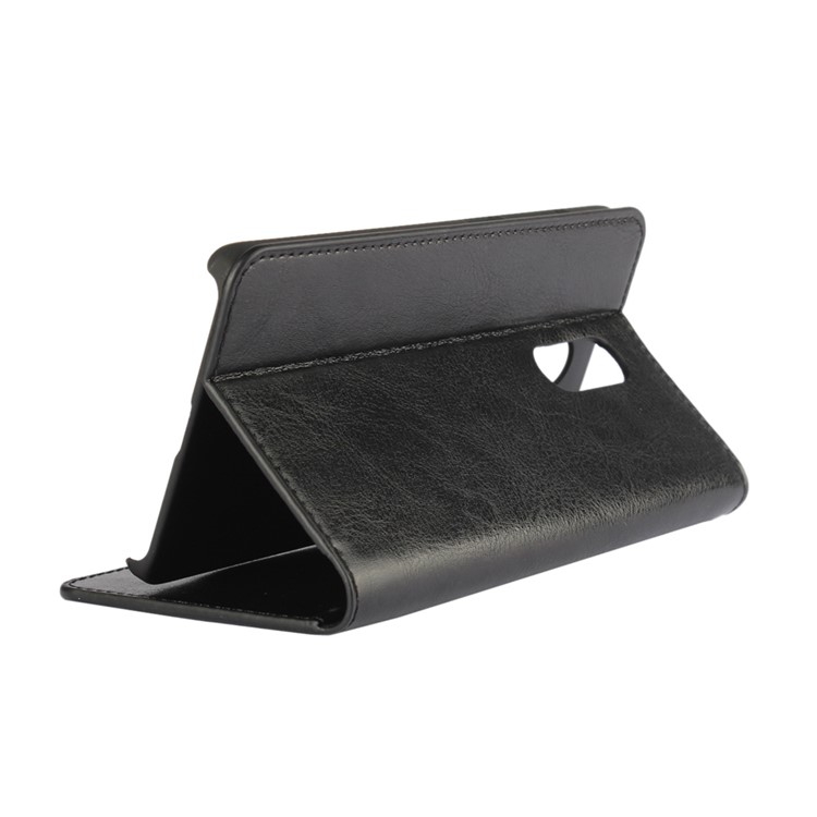 Crazy Horse Full Grain Genuine Leather Wallet Case for Xiaomi Redmi Pro - Black-3