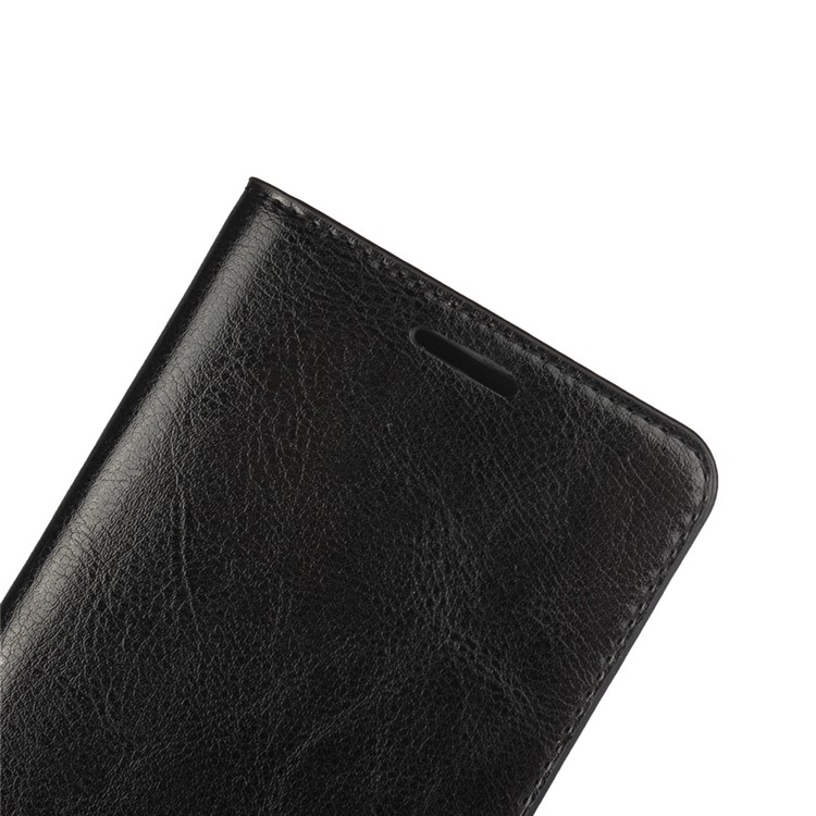 Crazy Horse Full Grain Genuine Leather Wallet Case for Xiaomi Redmi Pro - Black-6