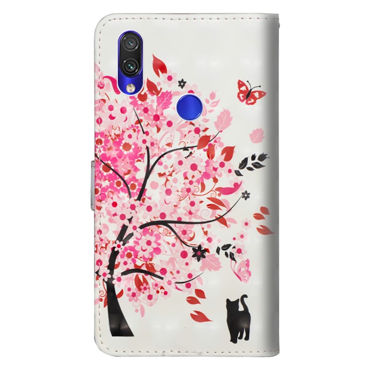 Pattern Printing Light Spot Decor Leather Wallet Cover for Xiaomi Redmi 7 - Flowered Tree-4