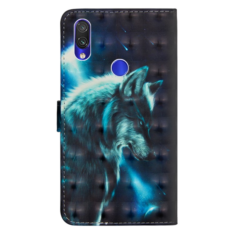 Pattern Printing Light Spot Decor Leather Wallet Cover for Xiaomi Redmi 7 - Wolf-5