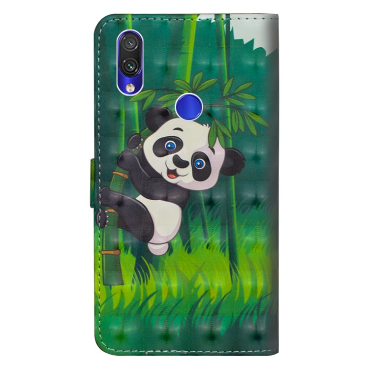 Pattern Printing Light Spot Decor Leather Wallet Cover for Xiaomi Redmi 7 - Panda Climbing Bamboo-5
