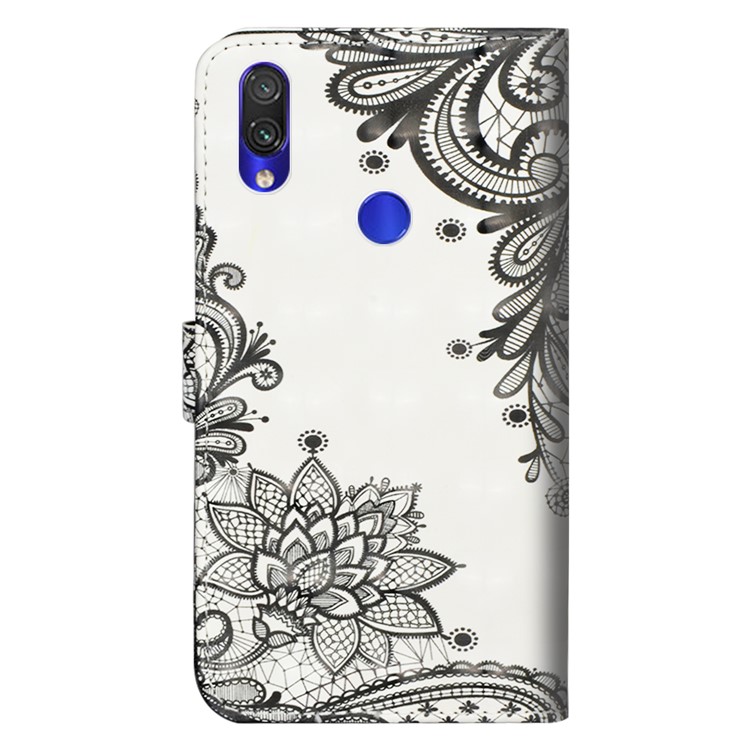 Pattern Printing Light Spot Decor Leather Wallet Cover for Xiaomi Redmi 7 - Lace Flower-5