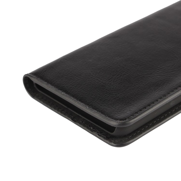 Crazy Horse Full Grain Genuine Leather Wallet Stand Case for Xiaomi Redmi 3 Pro - Black-10