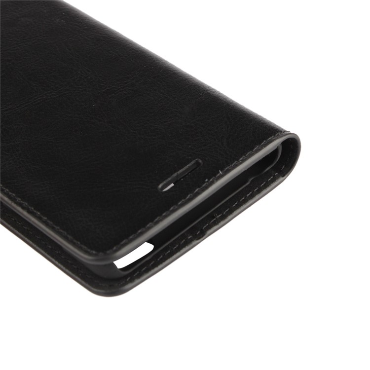 Crazy Horse Full Grain Genuine Leather Wallet Stand Case for Xiaomi Redmi 3 Pro - Black-11