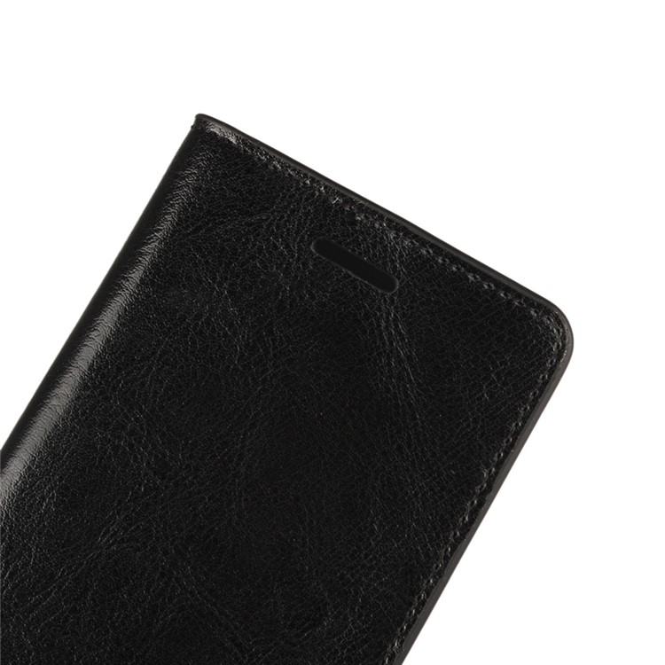 Crazy Horse Full Grain Genuine Leather Wallet Stand Case for Xiaomi Redmi 3 Pro - Black-6