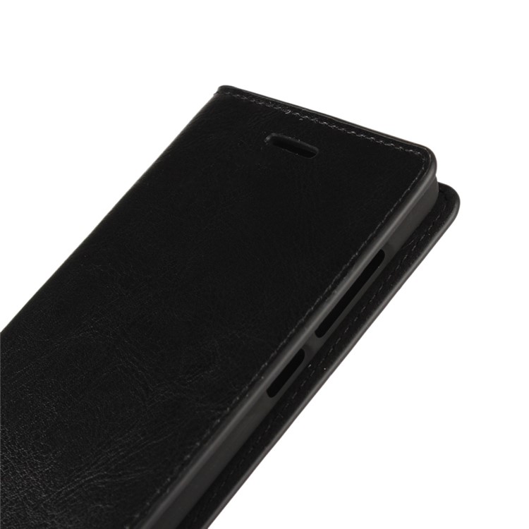 Crazy Horse Full Grain Genuine Leather Wallet Stand Case for Xiaomi Redmi 3 Pro - Black-7