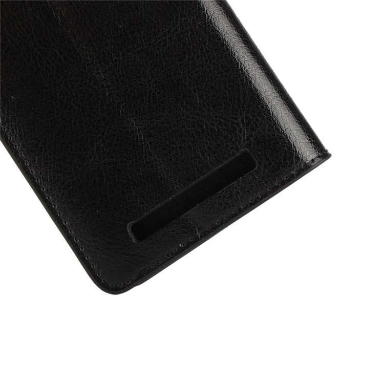 Crazy Horse Full Grain Genuine Leather Wallet Stand Case for Xiaomi Redmi 3 Pro - Black-9