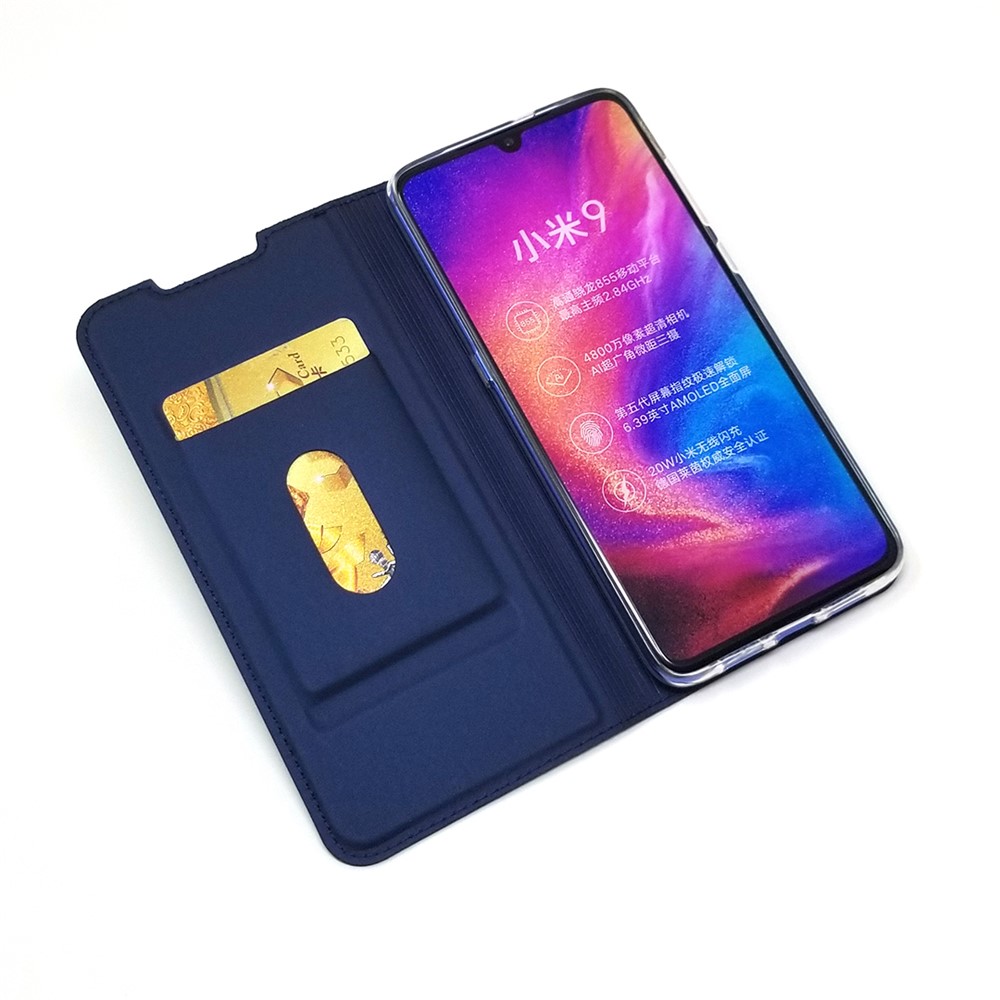 Slot De Cartão De Couro De Adsorção Magnética Para Xiaomi Mi 9 - Azul-5