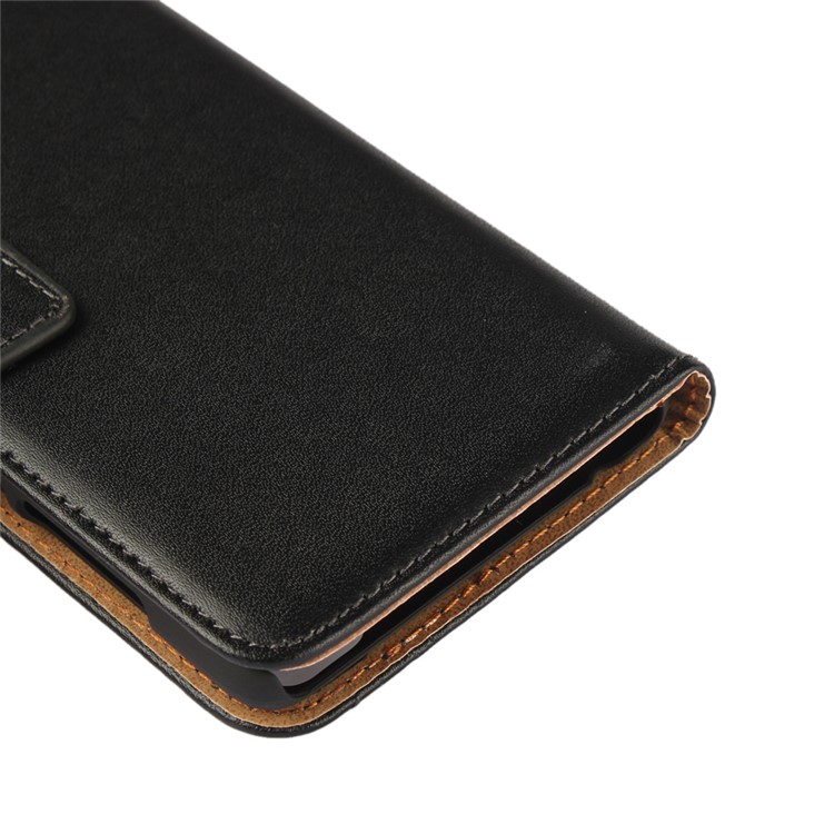Genuine Split Leather Wallet Phone Case with Stand for Xiaomi Redmi 3s - Black-10