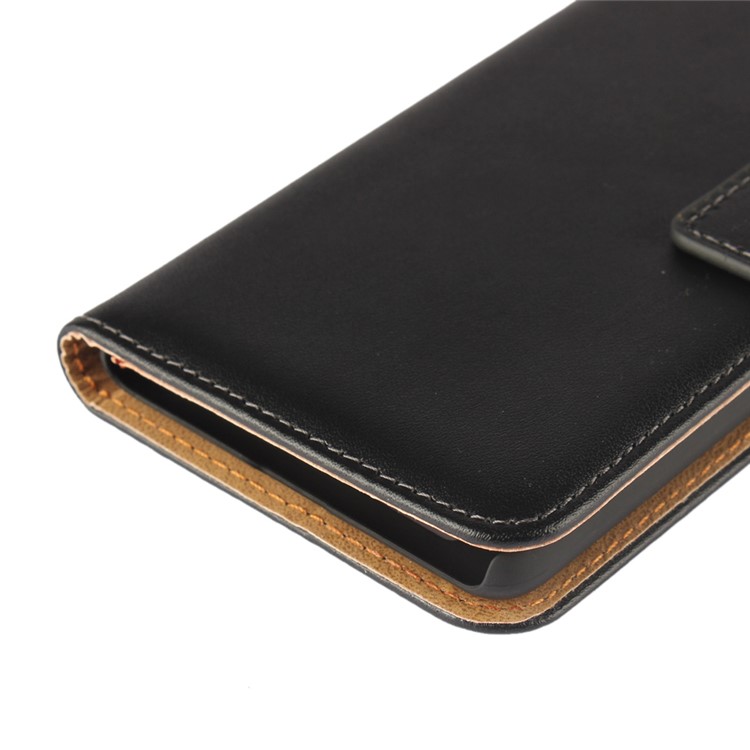 Genuine Split Leather Wallet Phone Case with Stand for Xiaomi Redmi 3s - Black-11