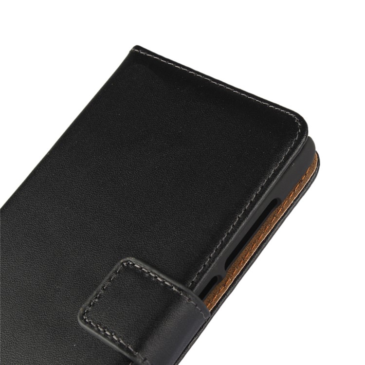 Genuine Split Leather Wallet Phone Case with Stand for Xiaomi Redmi 3s - Black-7