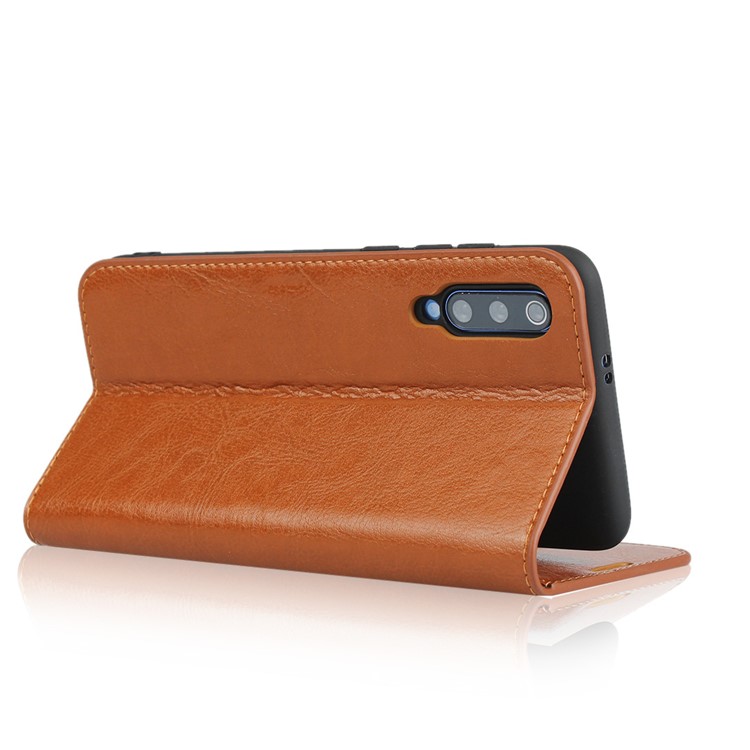 Crazy Horse Wallet Stand Genuine Leather Case for Xiaomi Mi 9 - Brown-5