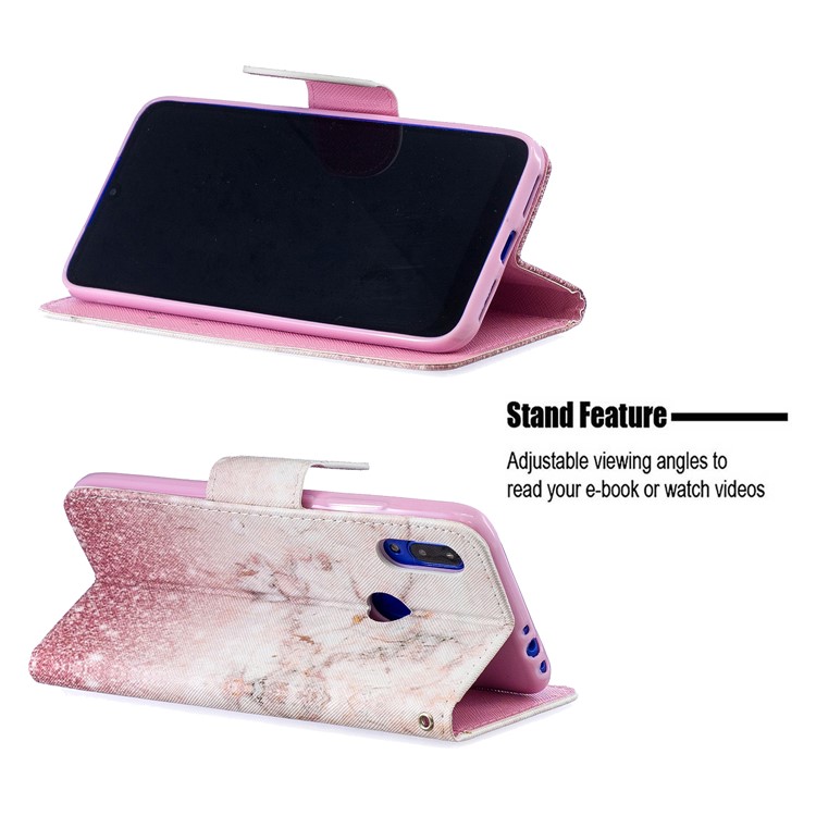 Padrão De Impressão PU Carteira De Couro Magnética Stand Shell De Proteção Para Xiaomi Redmi 7 / Redmi Y3 - Mármore-5
