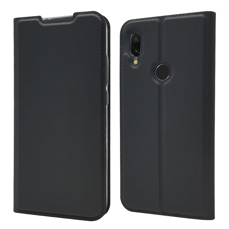 Magnetic Adsorption Leather Card Holder Case for Xiaomi Redmi 7 / Redmi Y3 - Black-1