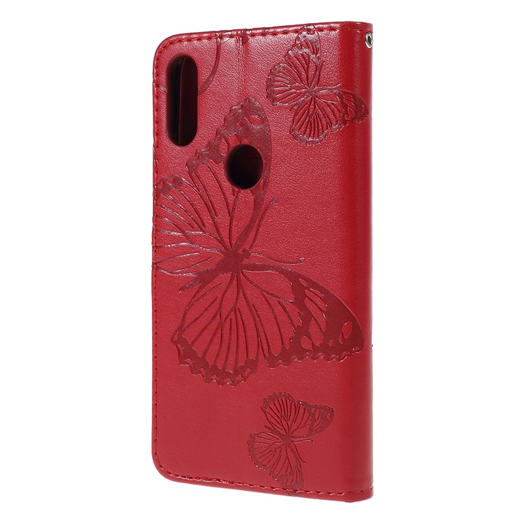 Imprint Butterflies Wallet Stand Flip Leather Protective Case for Xiaomi Mi Play - Red-2