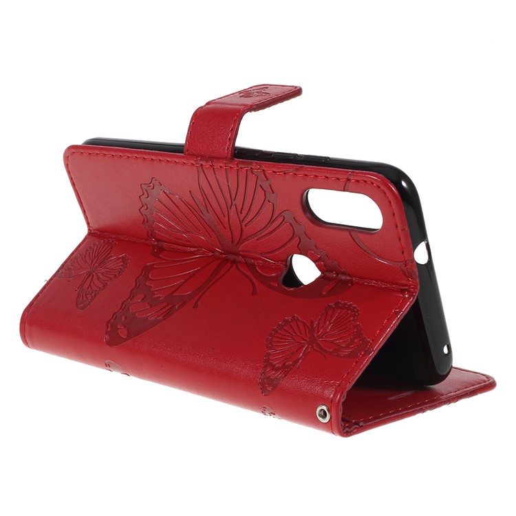 Imprint Butterflies Wallet Stand Flip Leather Protective Case for Xiaomi Mi Play - Red-8