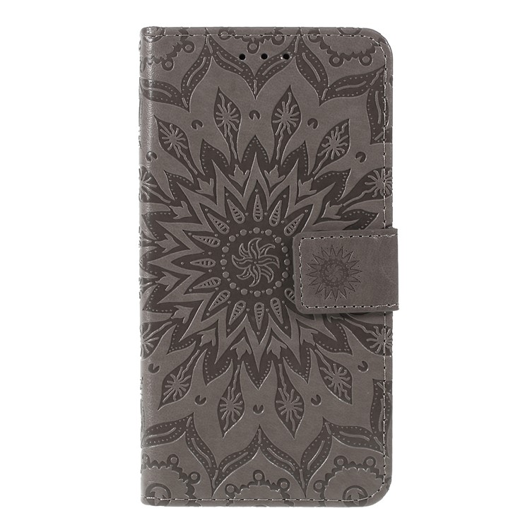 Imprint Sunflower Pattern Wallet Stand Leather Phone Shell for Xiaomi Mi Play - Grey-3