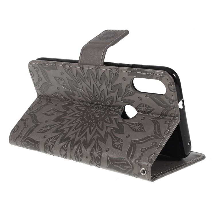 Imprint Sunflower Pattern Wallet Stand Leather Phone Shell for Xiaomi Mi Play - Grey-8