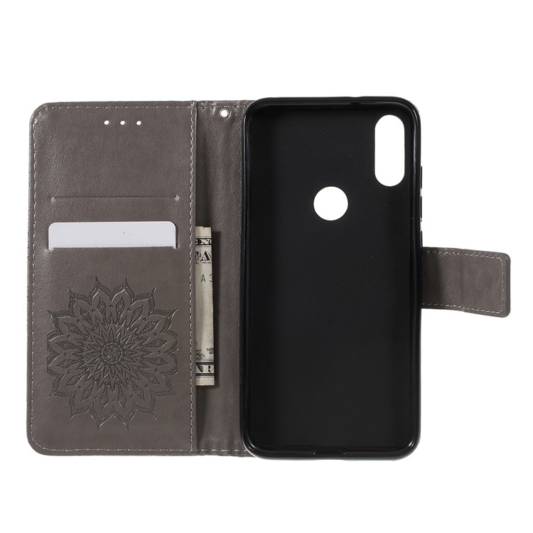 Imprint Sunflower Pattern Wallet Stand Leather Phone Shell for Xiaomi Mi Play - Grey-9