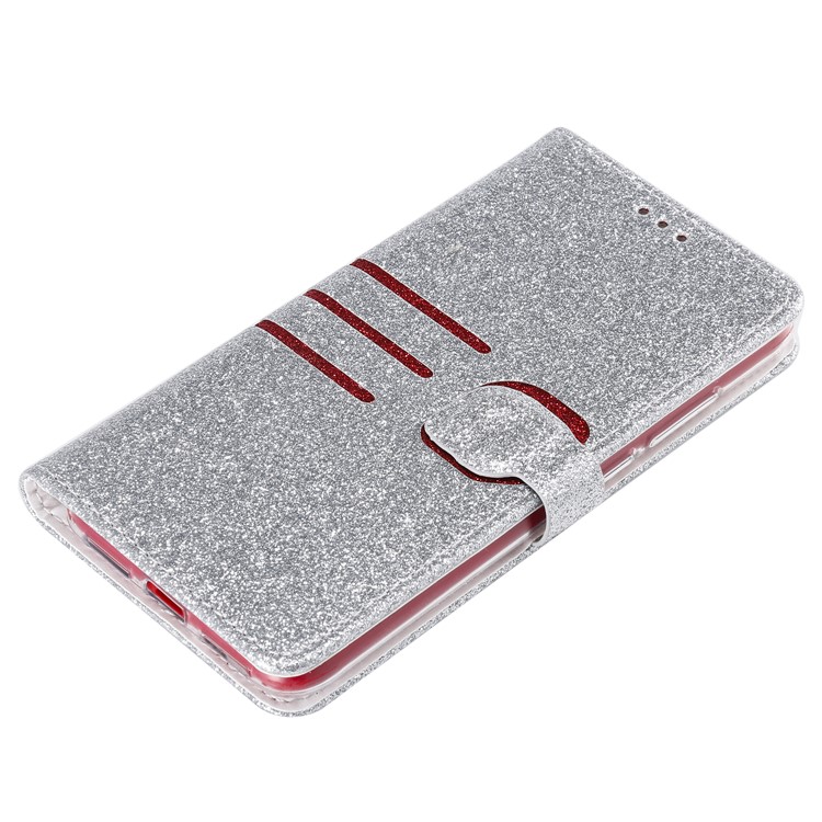 Glitter Powder Coated Wallet Leather Phone Case for Xiaomi Redmi Note 7 / Redmi Note 7 Pro (India) / Redmi Note 7S - Silver-7