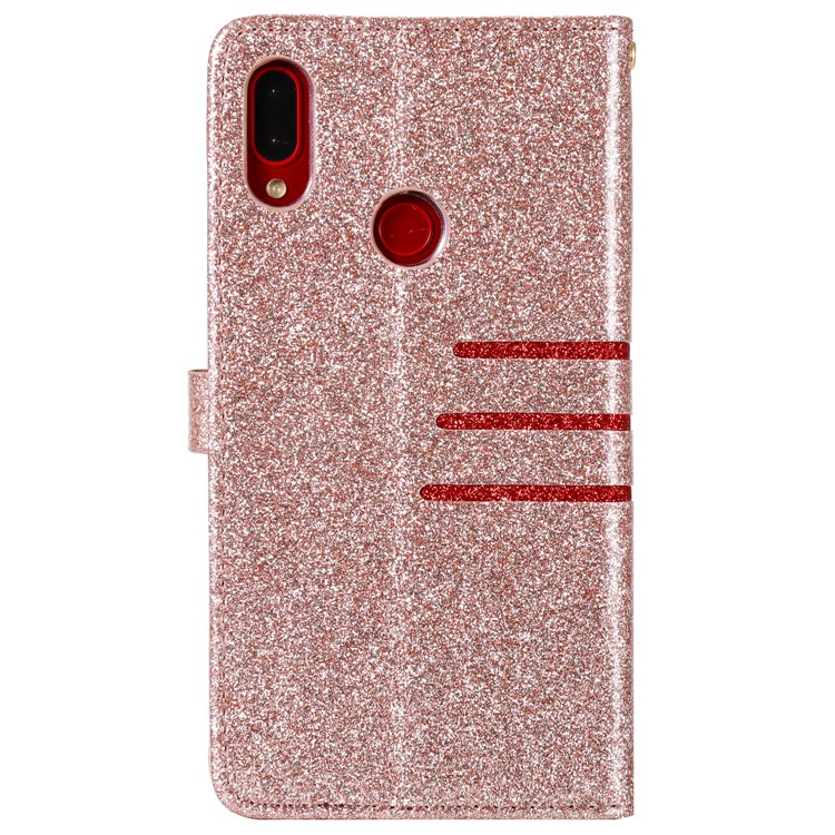 Glitter Powder Coated Wallet Leather Phone Case for Xiaomi Redmi Note 7 / Redmi Note 7 Pro (India) / Redmi Note 7S - Rose Gold-3