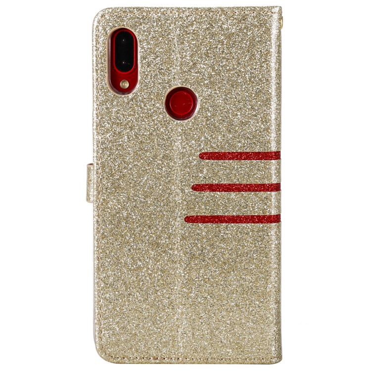 Glitter Powder Coated Wallet Leather Phone Case for Xiaomi Redmi Note 7 / Redmi Note 7 Pro (India) / Redmi Note 7S - Gold-3