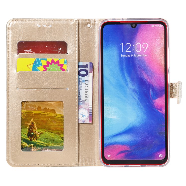 Glitter Powder Coated Wallet Leather Phone Case for Xiaomi Redmi Note 7 / Redmi Note 7 Pro (India) / Redmi Note 7S - Gold-4
