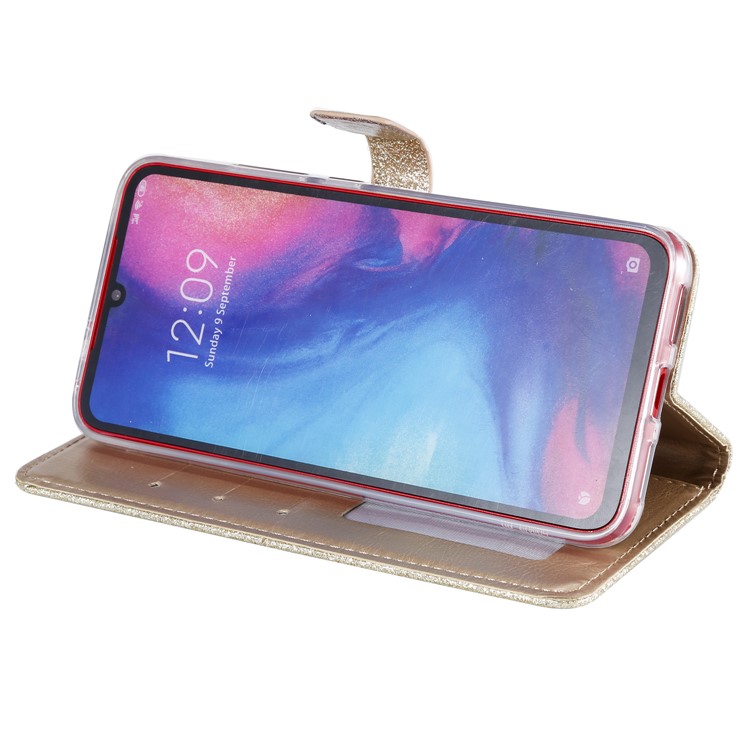 Glitter Powder Coated Wallet Leather Phone Case for Xiaomi Redmi Note 7 / Redmi Note 7 Pro (India) / Redmi Note 7S - Gold-6