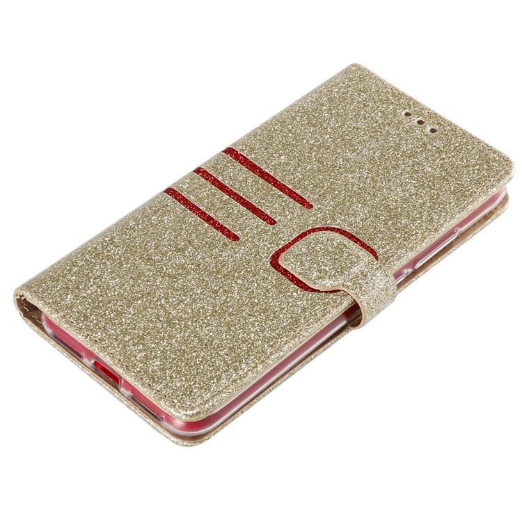 Glitter Powder Coated Wallet Leather Phone Case for Xiaomi Redmi Note 7 / Redmi Note 7 Pro (India) / Redmi Note 7S - Gold-7