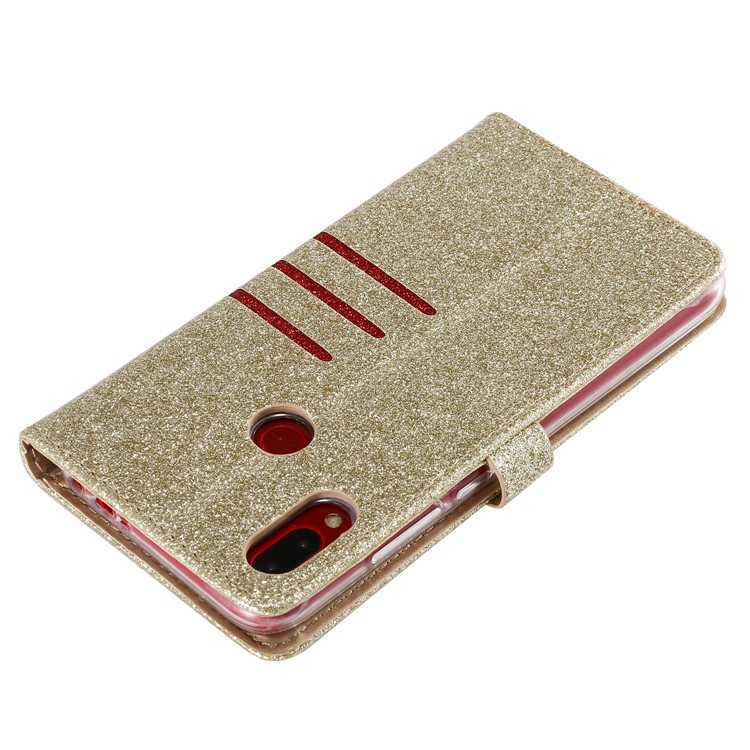 Glitter Powder Coated Wallet Leather Phone Case for Xiaomi Redmi Note 7 / Redmi Note 7 Pro (India) / Redmi Note 7S - Gold-8