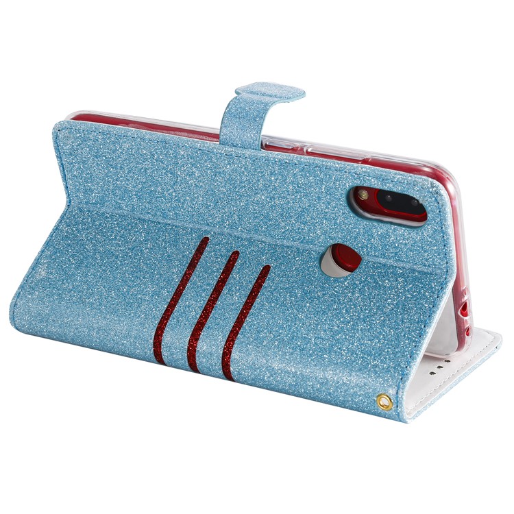 Glitter Powder Coated Wallet Leather Phone Case for Xiaomi Redmi Note 7 / Redmi Note 7 Pro (India) / Redmi Note 7S - Blue-5