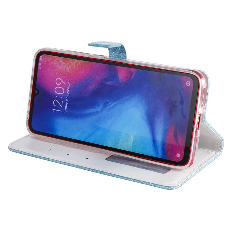 Glitter Powder Coated Wallet Leather Phone Case for Xiaomi Redmi Note 7 / Redmi Note 7 Pro (India) / Redmi Note 7S - Blue-6