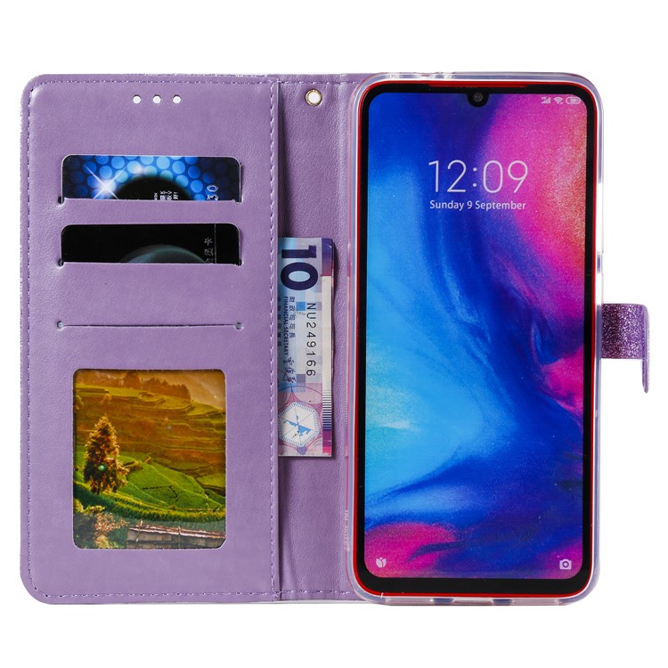 Glitter Powder Coated Wallet Leather Phone Case for Xiaomi Redmi Note 7 / Redmi Note 7 Pro (India) / Redmi Note 7S - Purple-4