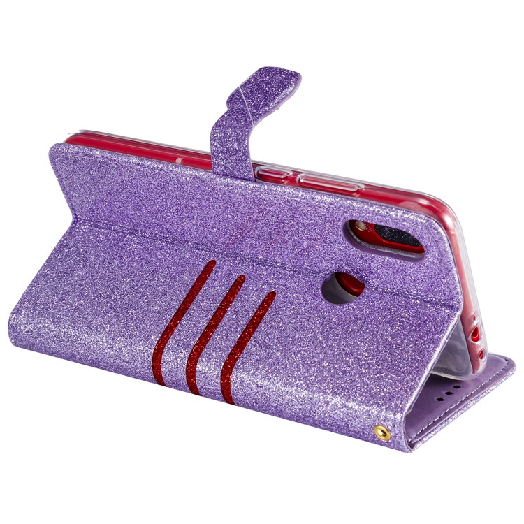 Glitter Powder Coated Wallet Leather Phone Case for Xiaomi Redmi Note 7 / Redmi Note 7 Pro (India) / Redmi Note 7S - Purple-5