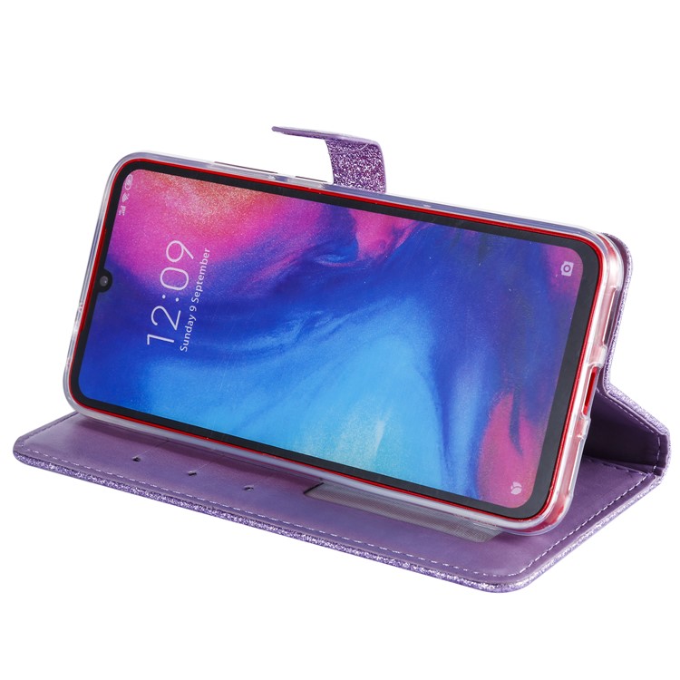 Glitter Powder Coated Wallet Leather Phone Case for Xiaomi Redmi Note 7 / Redmi Note 7 Pro (India) / Redmi Note 7S - Purple-6