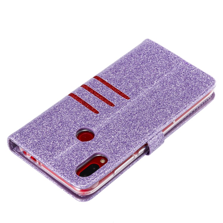 Glitter Powder Coated Wallet Leather Phone Case for Xiaomi Redmi Note 7 / Redmi Note 7 Pro (India) / Redmi Note 7S - Purple-8