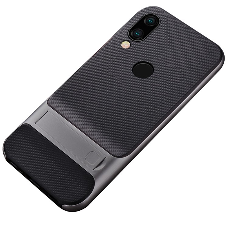 ELEGANCE Netting Pattern TPU + PC Combo Bracket Case for Xiaomi Redmi Note 7 / Redmi Note 7 Pro (India) / Redmi Note 7S - Grey-1
