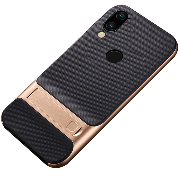 ELEGANCE Netting Pattern TPU + PC Combo Bracket Case for Xiaomi Redmi Note 7 / Redmi Note 7 Pro (India) / Redmi Note 7S - Gold-1
