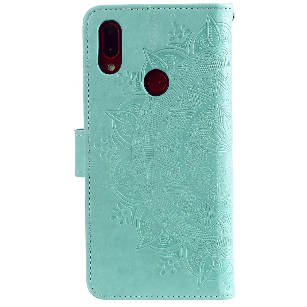 Imprint Mandala Pattern Wallet Stand Leather Flip Case for Xiaomi Redmi Note 7S / Note 7 / Note 7 Pro (India) - Cyan-3