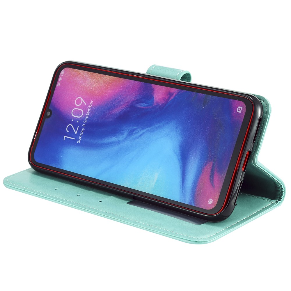 Imprint Mandala Pattern Wallet Stand Leather Flip Case for Xiaomi Redmi Note 7S / Note 7 / Note 7 Pro (India) - Cyan-6