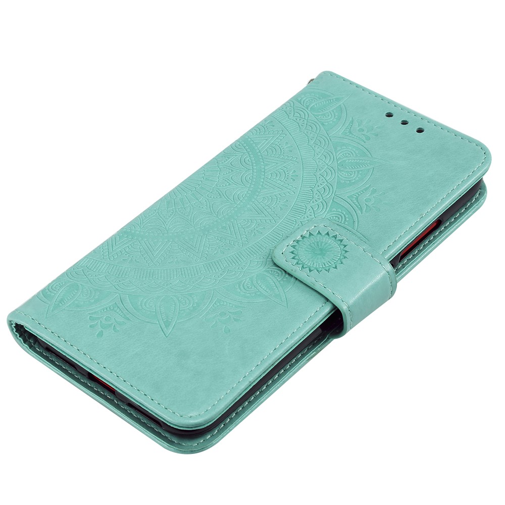 Imprint Mandala Pattern Wallet Stand Leather Flip Case for Xiaomi Redmi Note 7S / Note 7 / Note 7 Pro (India) - Cyan-7