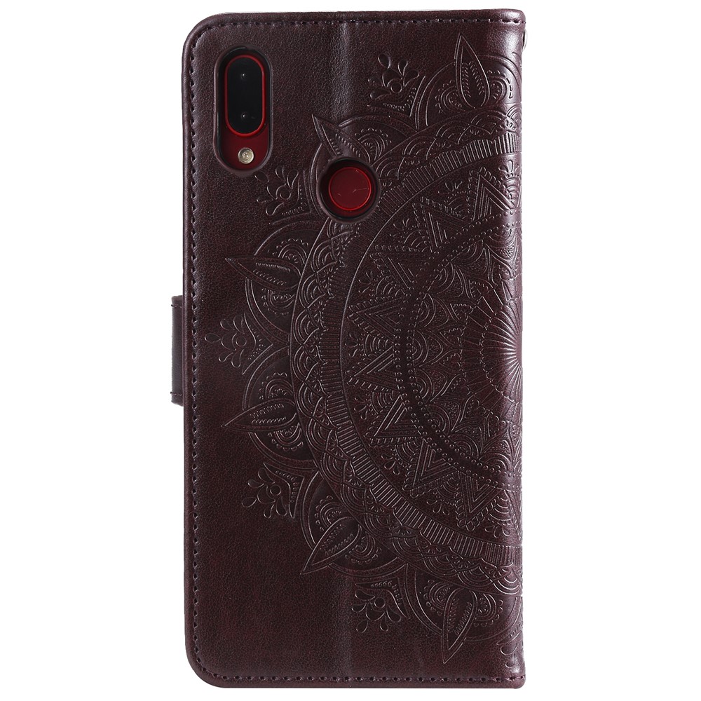 Imprint Mandala Pattern Wallet Stand Leather Flip Case for Xiaomi Redmi Note 7S / Note 7 / Note 7 Pro (India) - Dark Brown-3