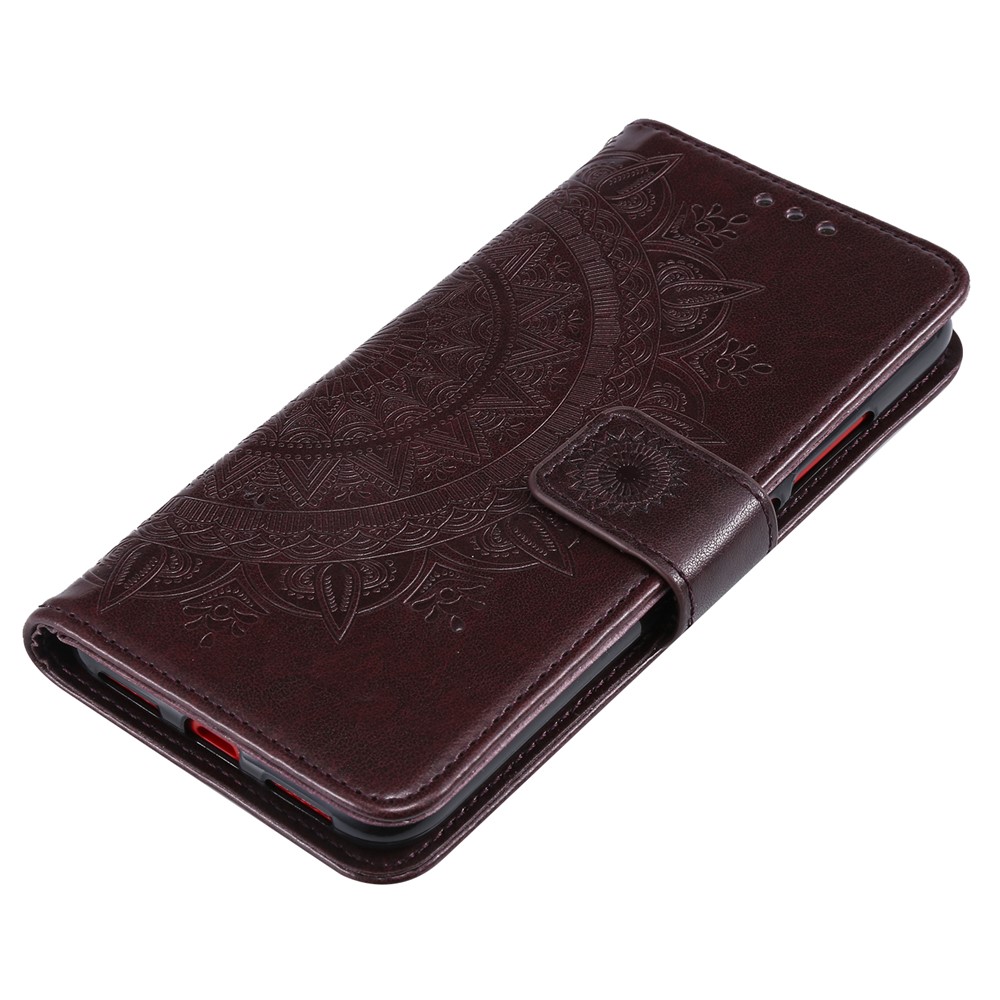 Imprint Mandala Pattern Wallet Stand Leather Flip Case for Xiaomi Redmi Note 7S / Note 7 / Note 7 Pro (India) - Dark Brown-7