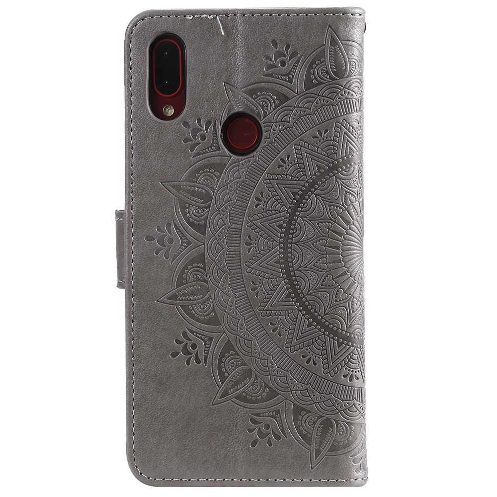 Imprint Mandala Pattern Wallet Stand Leather Flip Case for Xiaomi Redmi Note 7S / Note 7 / Note 7 Pro (India) - Grey-3