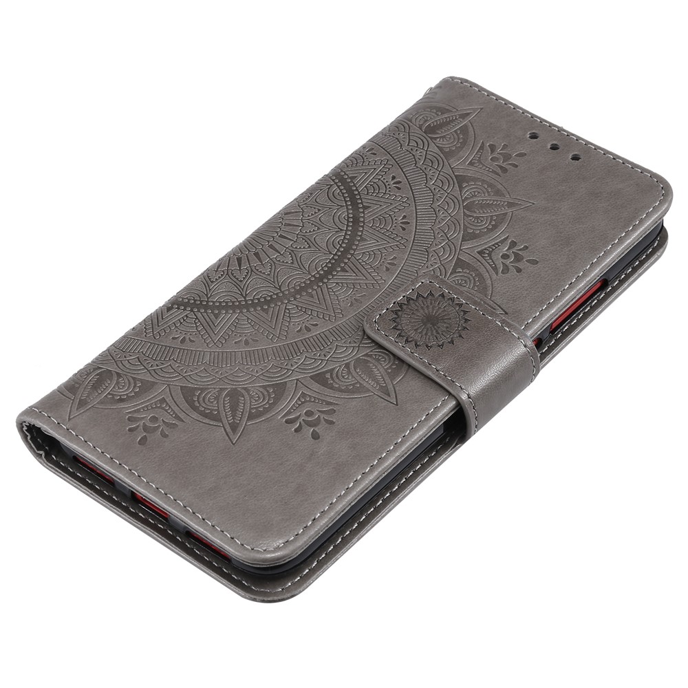 Imprint Mandala Pattern Wallet Stand Leather Flip Case for Xiaomi Redmi Note 7S / Note 7 / Note 7 Pro (India) - Grey-7